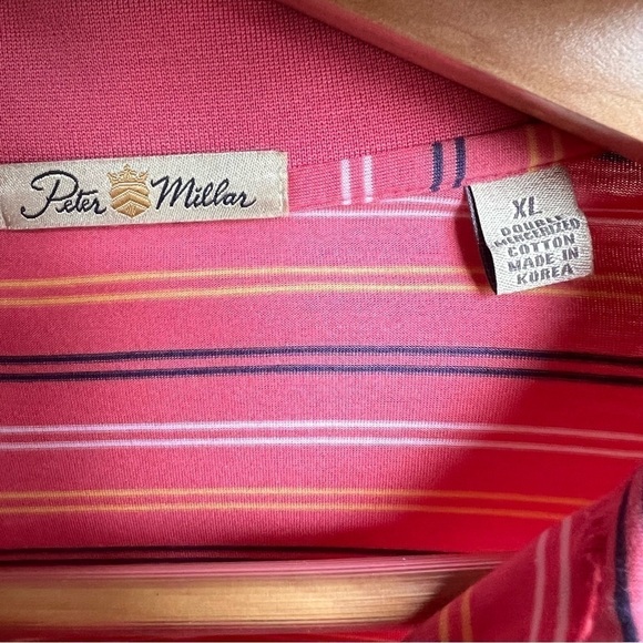 Peter Millar Men’s Double Mercerized Pink Striped Golf Polo Shirt, Size XL - Picture 5 of 8